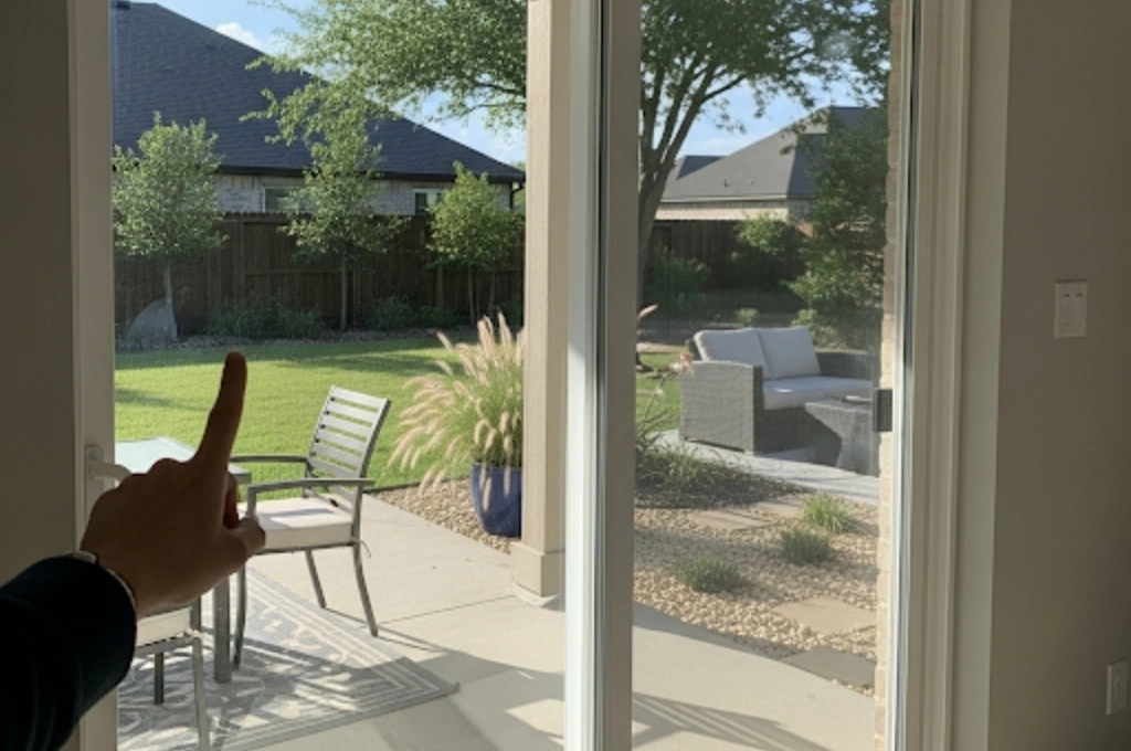 A beautiful, fully repaired sliding glass door in a Circle C Ranch home, now gliding smoothly.