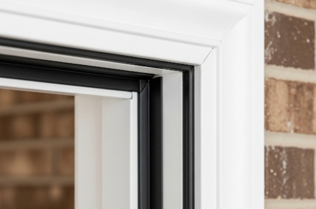 A close-up of a freshly Door Weatherstripping Houston rame in a Katy, TX home, showing the clean lines and perfect seal achieved by Windows And Doors Repair LLC