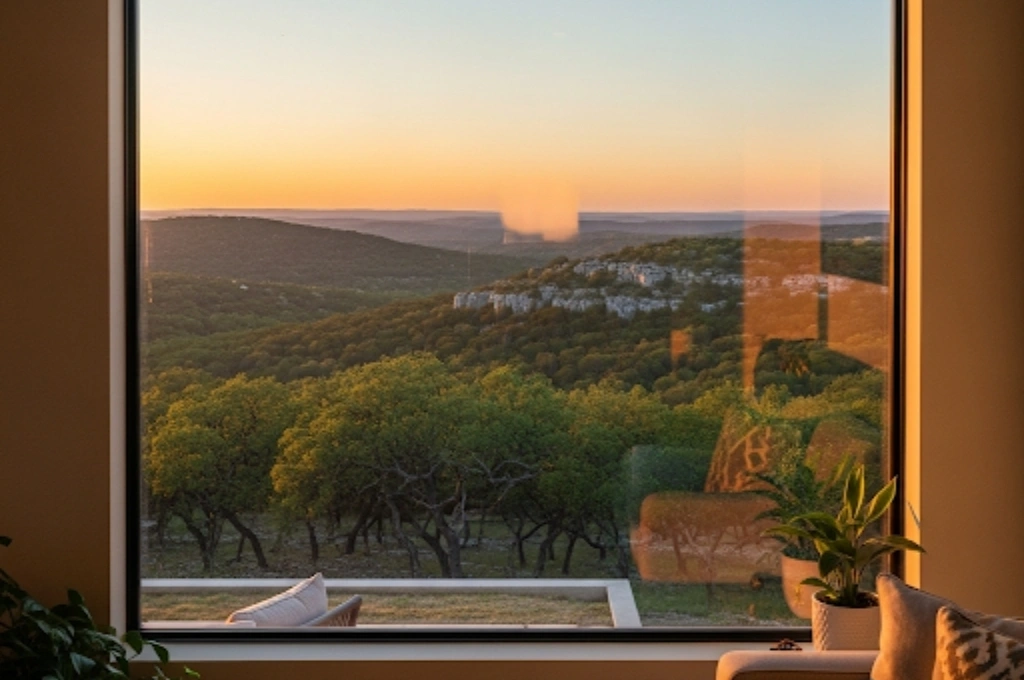 A crystal-clear, energy-efficient window in a Circle C Ranch home, repaired by Windows And Doors Repair LLC