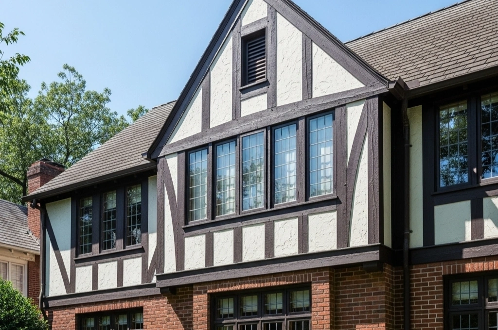 A historic Tudor home in the Lakewood area of Dallas with windows restored by Windows And Doors Repair LLC