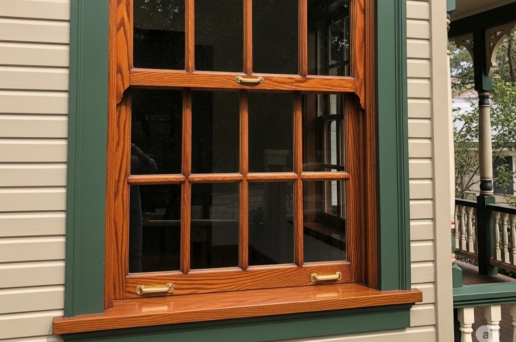A restored historic window in Monte Vista, San Antonio, after repair by windows and doors repair LLC