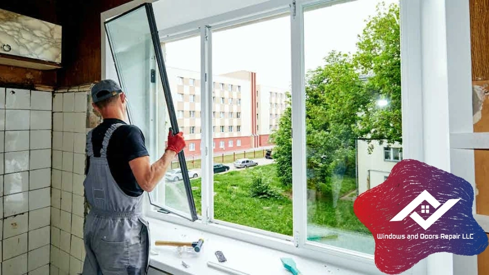 A satisfied customer in San Antonio shaking hands with a windows and doors repair LLC home window repair expert.