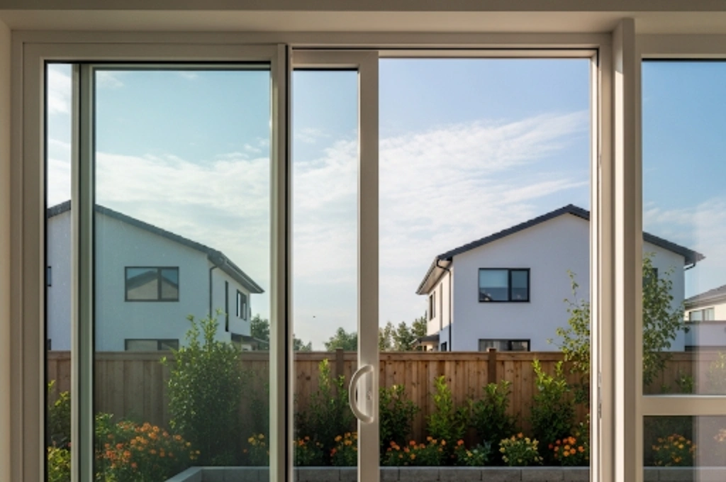 A smooth-gliding sliding glass door in a Round Rock home after being repaired.