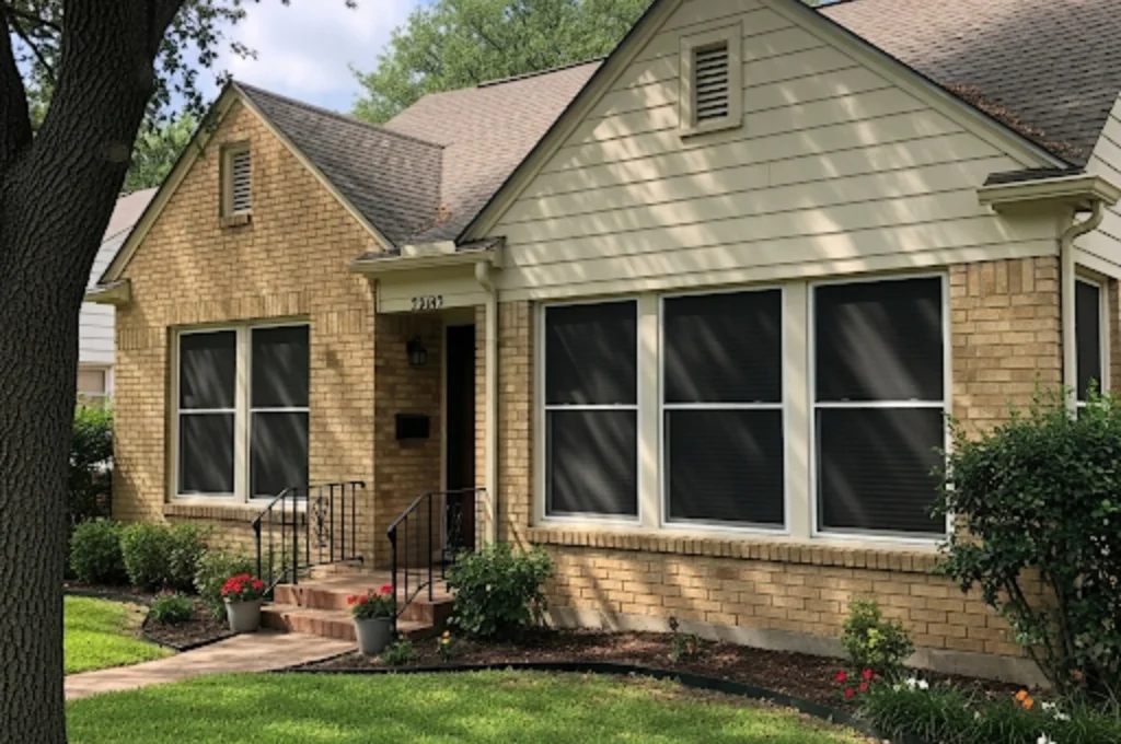 Perfectly repaired window screens on a charming Allandale, Austin home, looking clean and new.