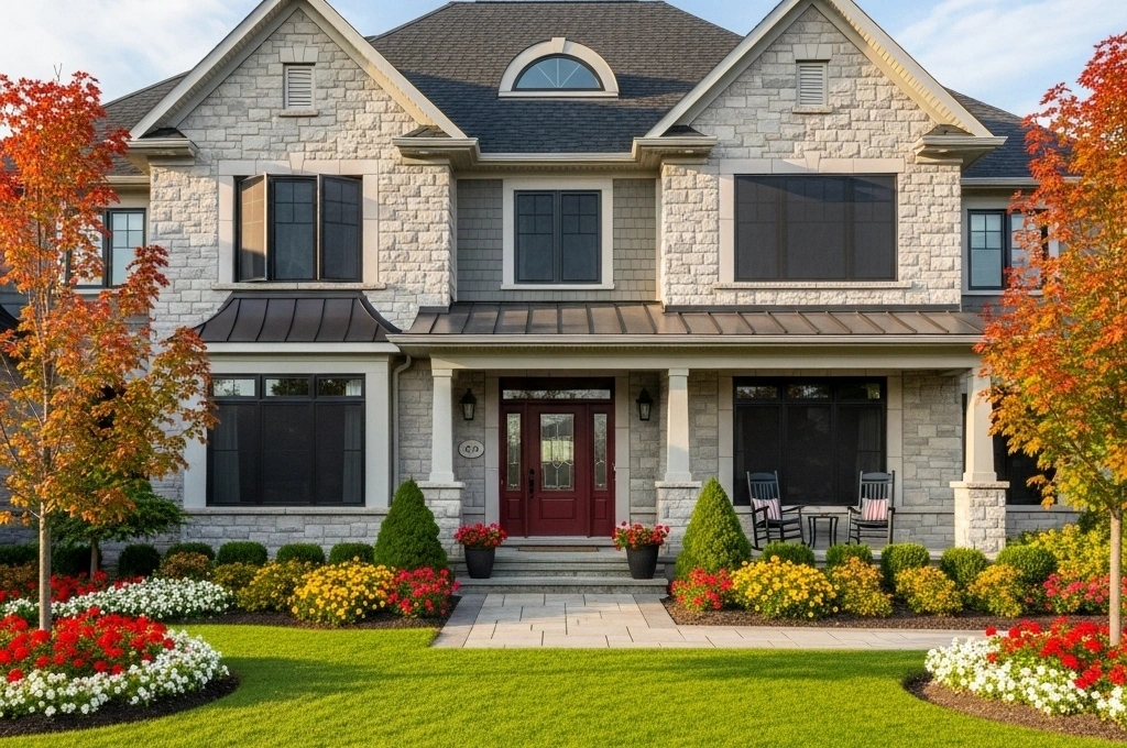A Garland home with a complete set of new, perfectly installed window screens, showcasing the quality of a whole-house rescreening by Windows And Doors Repair LLC.