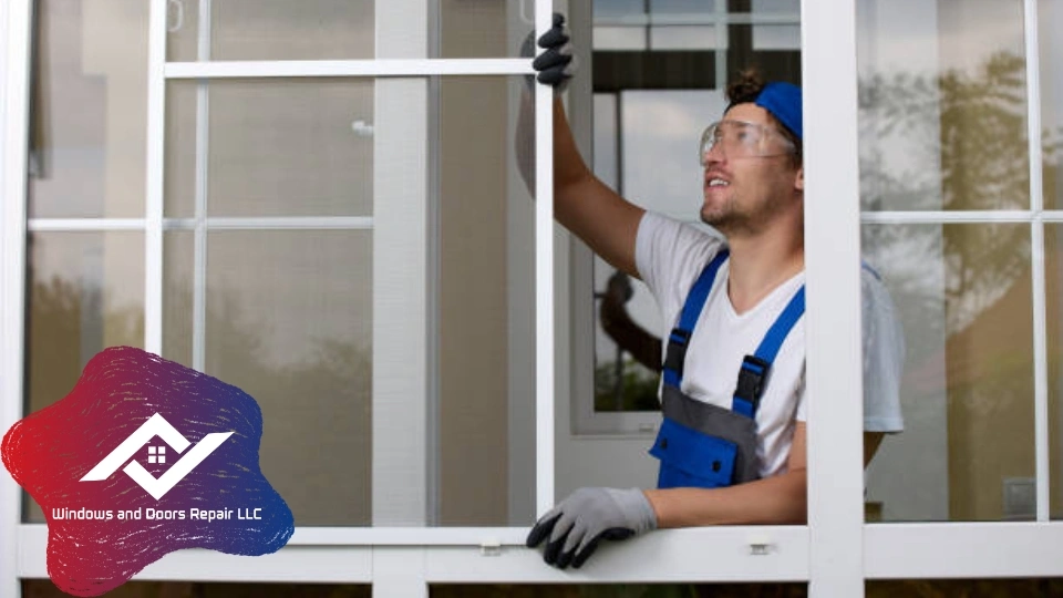 A Plano homeowner receiving a free consultation for a home window repair from a Windows And Doors Repair LLC expert.