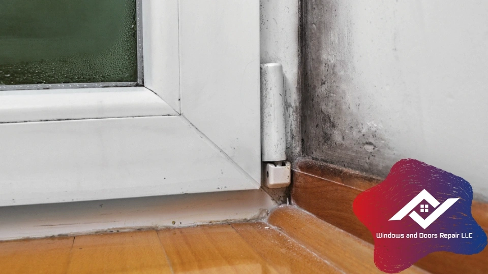 A close-up of a structural door jamb repair in Garland, showing a rotted or broken frame being expertly restored.