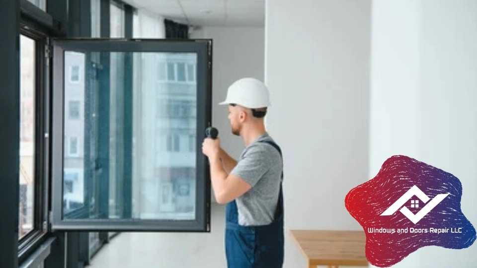 A homeowner satisfied with a professional home window repair in their Corpus Christi living room.