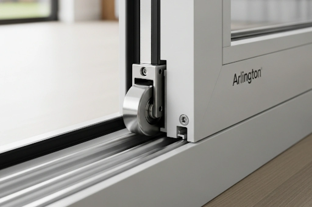 A new, high-quality roller installed, making the Arlington sliding door glide like new.