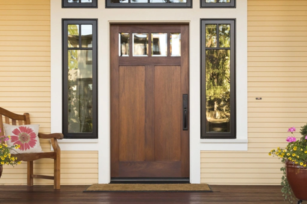 A perfectly repaired residential front door in Corpus Christi that no longer sticks.