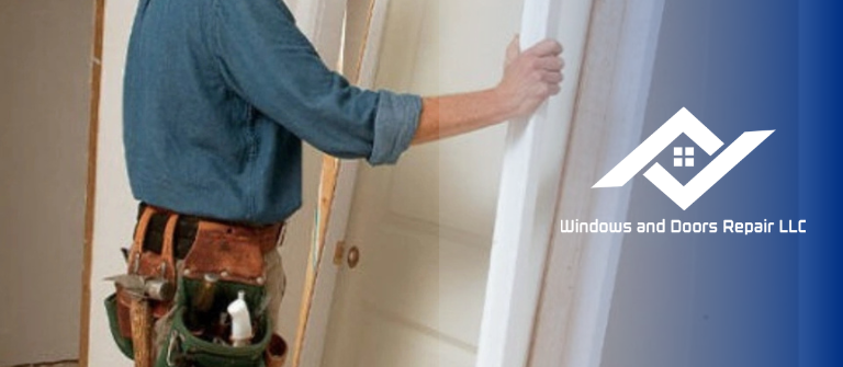 A Windows And Doors Repair LLC expert performing a precision door repair in Arlington, TX.
