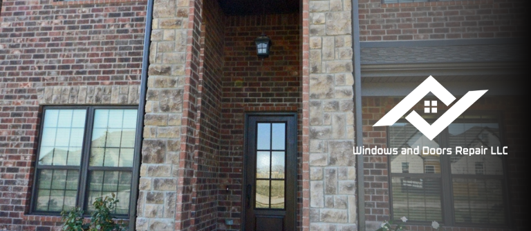 A close-up shot of a large, elegant arched window, now perfectly clear, in an upscale home reminiscent of River Oaks.