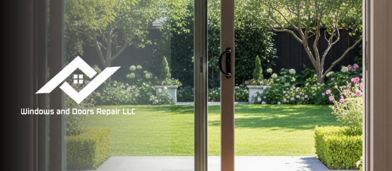 A high-end sliding glass door repair in Highland Park, Dallas, showing a perfectly restored glide.