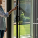 A homeowner in Benbrook effortlessly sliding their repaired patio door with one finger after a successful roller replacement.