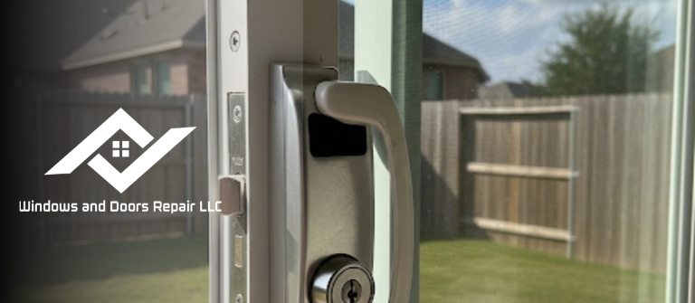A new, secure lock installed and aligned on a sliding glass door , TX.