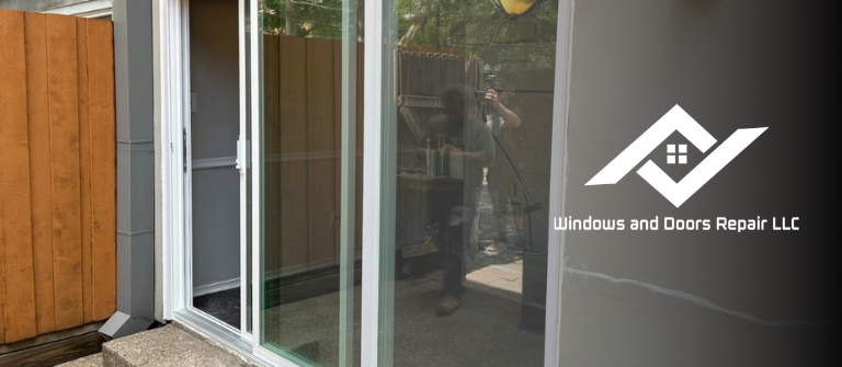 A perfectly repaired sliding glass door in Arlington