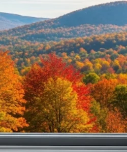 A close-up of a failed double-pane window in El Paso with condensation trapped between the glass panes.