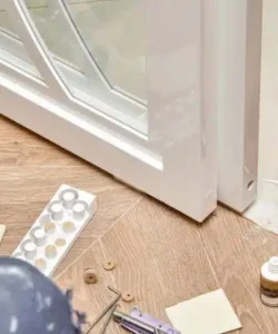 A close-up of a technician's hands skillfully replacing the rollers.