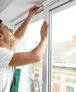 A cracked residential window requiring professional window repair in Dallas, TX.