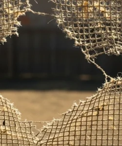 A damaged window screen in a Dallas home needing professional repair.