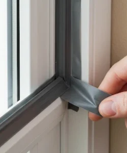 A foggy, moisture-filled window with the Houston skyline blurred in the background.A foggy, moisture-filled window with the Houston skyline blurred in the background.