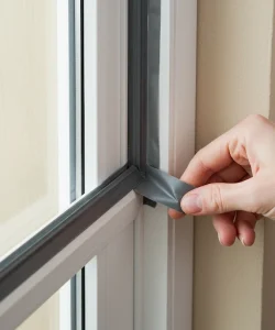 Applying professional window seal tape to fix air leaks