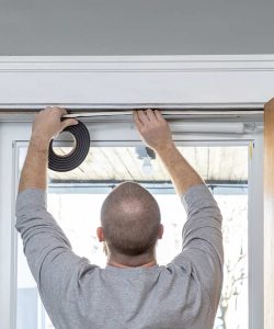 Houston door weatherstripping for energy efficiency.